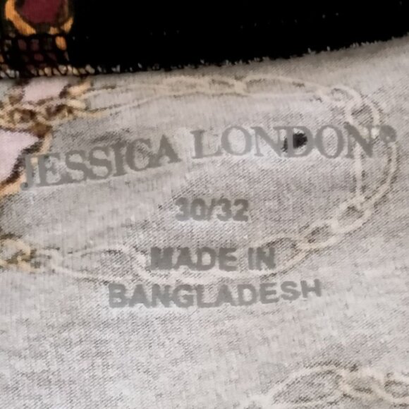 Jessica London Top Plus Size 3X 30/32 Black Chain Print 3/4 Sleeves - Picture 6 of 8